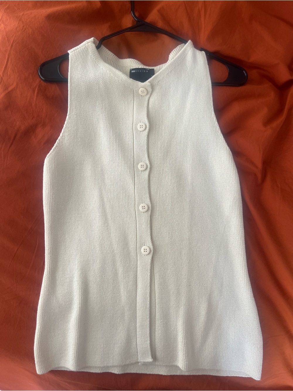 Asos Button-Front Sleeveless Knit Top in Ivory